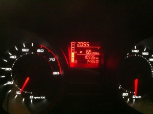 Multifunktionsanzeige beim Seat Ibiza 6J (Anzeige: Durchschnittsverbrauch)